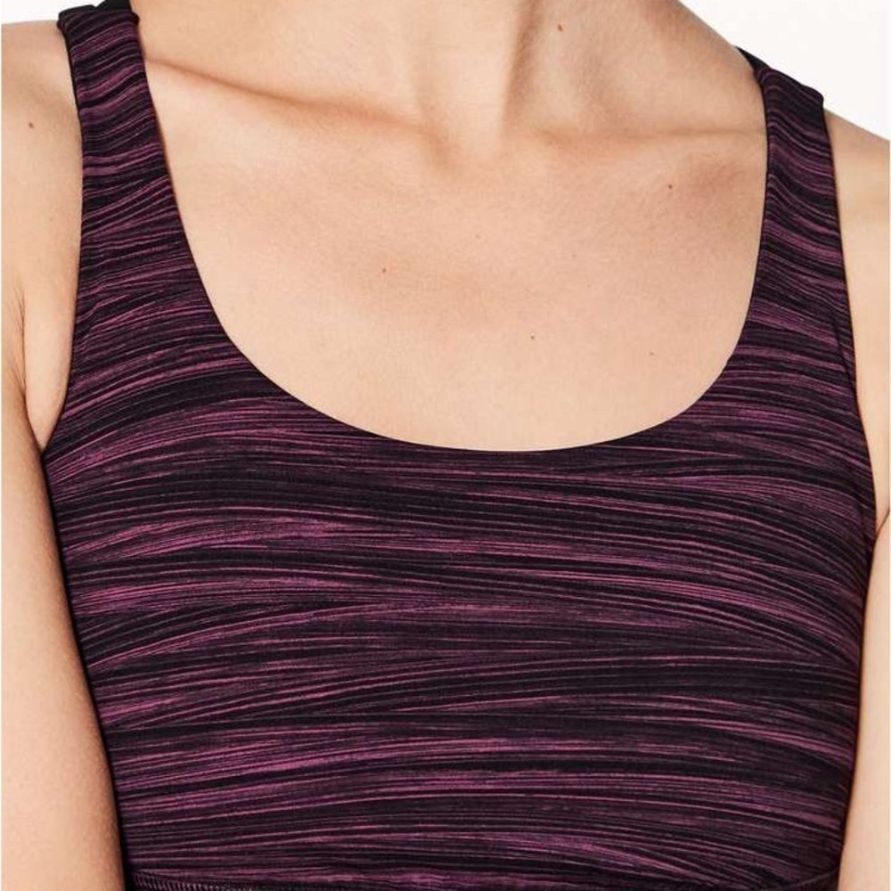 Lululemon Energy Bra Size 6 Blush Berry Black Strappy Medium Support
